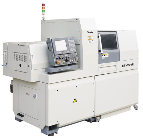 Tornio a fantina mobile CNC - SZ-256E - Shenzhen Sowin Precision Machine Tool Co., Ltd - 6 assi / universale / a due mandrini