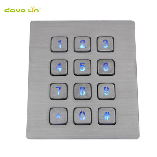 Tastiera numerica 12 tasti - D-8208J-backlight - ShenZhen DAVO Electronics Co., Ltd - ad incastro / in acciaio inossidabile / in acciaio inossidabile