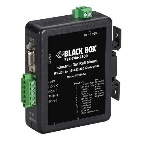 Convertitore RS-485 - ICD107A - Black Box - Modbus / ripetitore / per montaggio su guida DIN