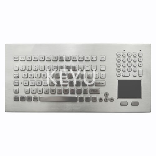 Tastiera in acciaio inossidabile spazzolato - KY-PC-MT385 - Shenzhen KEYU Co., Ltd  - ad incastro / a tasti meccanici / con mouse integrato a due tasti