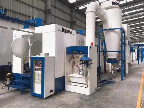Cabina di verniciatura a polvere chiusa - İSTANBUL ELECTROSTATICS - per pezzi di ricambio / inerziale / automatica