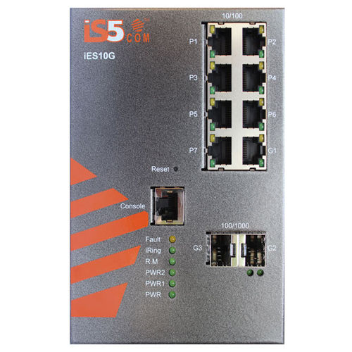 Switch Ethernet gestibile - iES10G-S - iS5 Communications - 10 porte / Ethernet gigabit / guida DIN