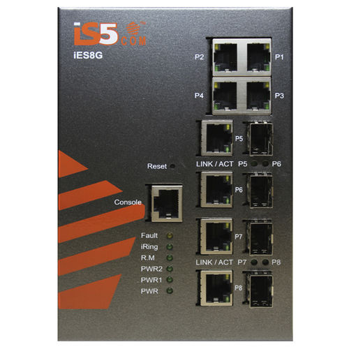 Switch Ethernet gestibile - iES8G - iS5 Communications - 8 porte / Ethernet gigabit / su guida DIN