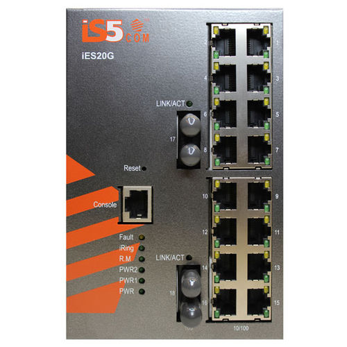 Switch Ethernet gestibile - iES20G - iS5 Communications - 18 porte / su guida DIN / rapido