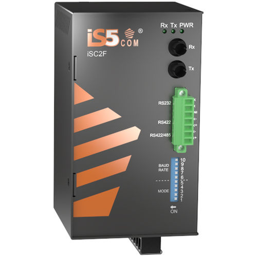 Convertitore di media - iSC2F - iS5 Communications - in fibra ottica / serie / RS422