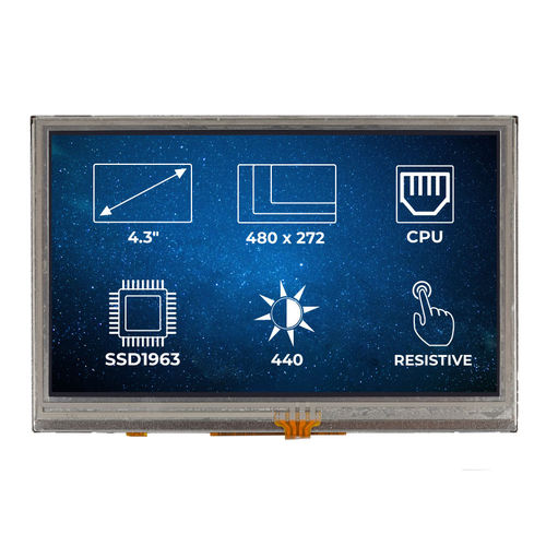 Modulo di visualizzazione TFT - RVT4.3A480272CNWR36 - Riverdi - con touch screen resistivo / 480 x 272 / industriale