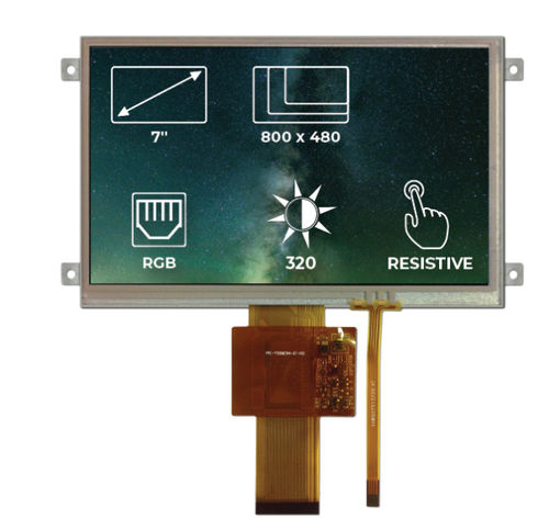 Modulo di visualizzazione TFT - RVT7.0A800480TFWR00 - Riverdi - con touch screen resistivo / 800 x 480 / industriale
