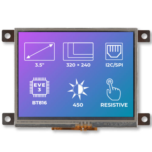 Modulo di visualizzazione TFT - RiTFT-35-RES-FR - Riverdi - con touch screen resistivo / 320 x 240 / industriale