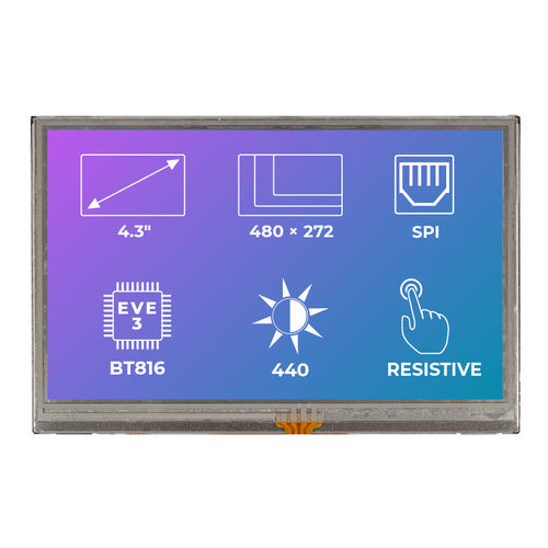Modulo di visualizzazione TFT - RiTFT-43-RES - Riverdi - con touch screen resistivo / 480 x 272 / industriale