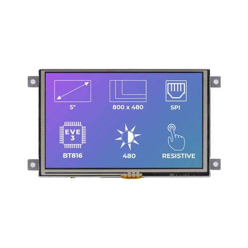Modulo di visualizzazione TFT - RiTFT-50-RES-FR - Riverdi - con touch screen resistivo / 800 x 480 / industriale
