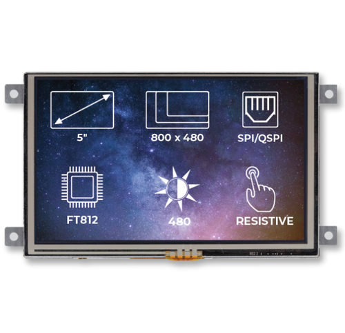 Modulo di visualizzazione TFT - RVT50AQFFWR00 - Riverdi - con touch screen resistivo / 800 x 480 / industriale