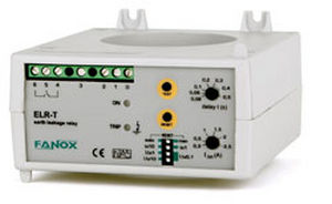 Relè di protezione con dispersione a terra - ELR-T - FANOX ELECTRONIC - per motore elettrico / su guida DIN / temporizzatore