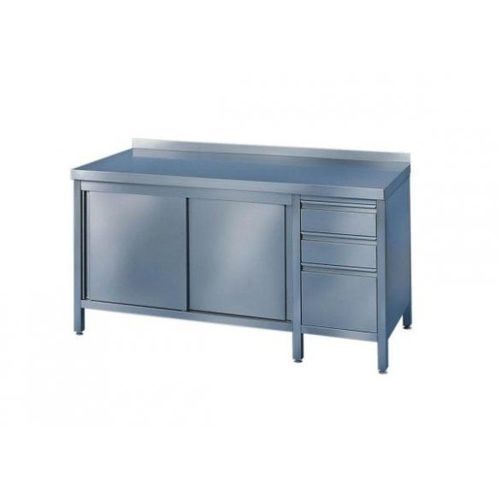 Banco da lavoro in acciaio inossidabile - 30000006 series - AGK Kronawitter - 3 cassetti / a 2 porte / con armadietto
