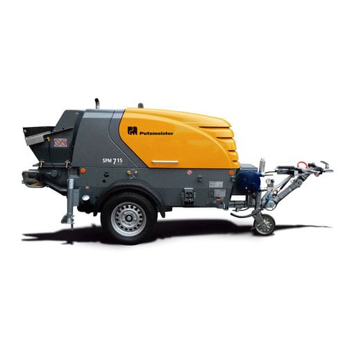 Pompa per calcestruzzo montata su rimorchio - SPM 715 Synchro - Putzmeister - per cantiere / diesel / elettrica