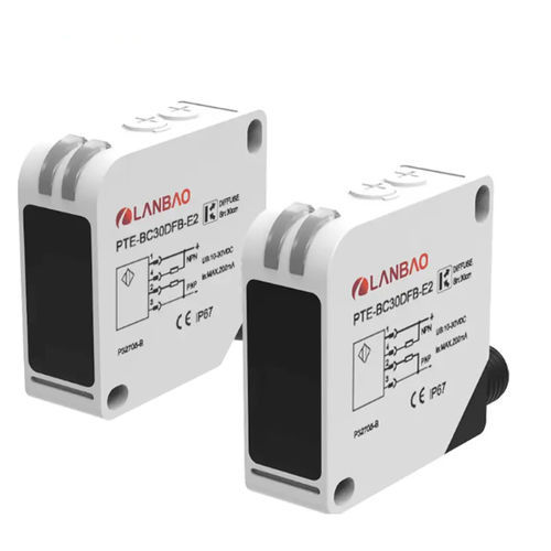 Sensore fotoelettrico retroriflettente polarizzato - PTE-PM5SK series - Shanghai Lanbao Sensing Technology Co., Ltd. - rettangolare / luce rossa / polarizzato