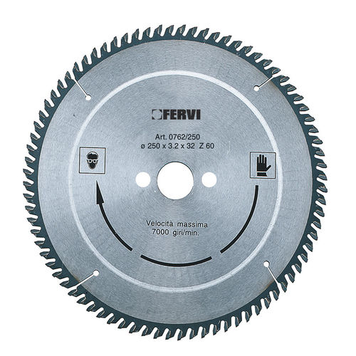 Lama per sega circolare - 0762/190 - FERVI - in carburo / per alluminio / in plastica