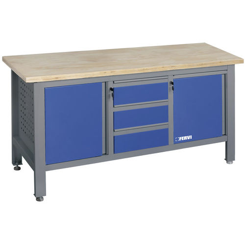 Banco da lavoro in legno - B009/B2 - FERVI - per officina / 3 cassetti / a 2 porte