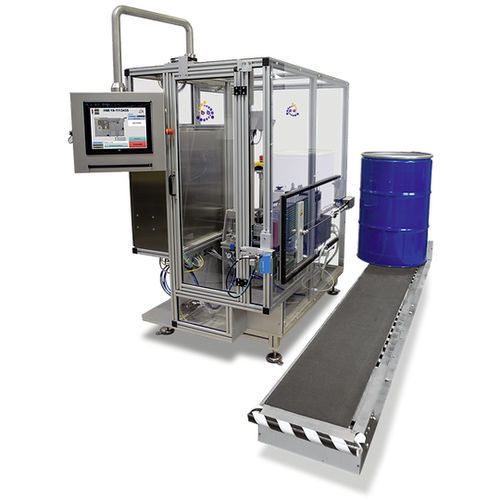 Etichettatrice per fusti - BLM - b+b Automations- und Steuerungstechnik GmbH - completamente automatica / per applicazione laterale / per l'industria chimica