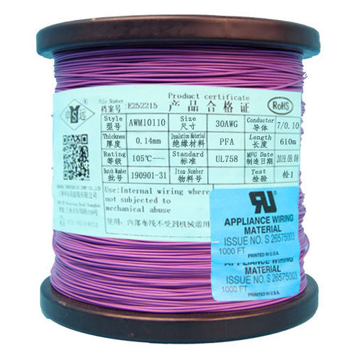 Filo elettrico isolato - UL10110 series - Shanghai Shenyuan High Temperature wire Co., Ltd - in rame / PTFE / elastico