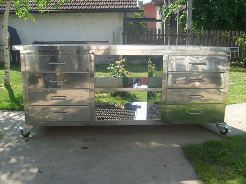 Banco da lavoro in acciaio inossidabile - BAN-INOX - 8 cassetti / mobile