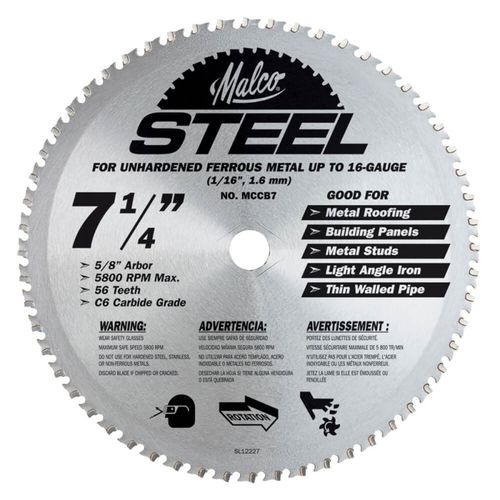 Lama per sega circolare - MCCB7	 - Malco Products, Inc. - per troncatura / in carburo / per metallo