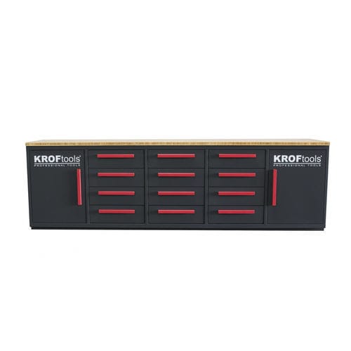 Banco da lavoro in acciaio - 8670 - KROFtools Professional Tools - per officina / a cassetti / a porta