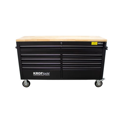 Banco da lavoro in legno - 8661 - KROFtools Professional Tools - per garage / per officina / multi-cassetti