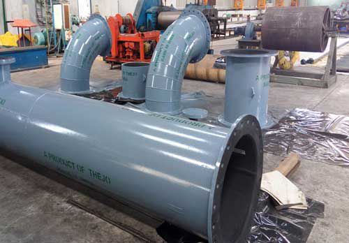 Raccordo per prodotti chimici - Thejo Engineering Ltd - con flangia / a gomito / DIN