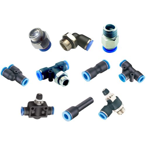 Raccordo pneumatico - E Series - ALPHA AUTOMATISMES Sarl - rapido / gomito a 90° / gomito a 45°