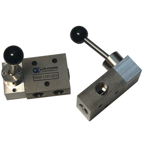 Distributore pneumatico a leva - HV/VES series - ALPHA AUTOMATISMES Sarl - a cassetto / 3/2 / 5/3