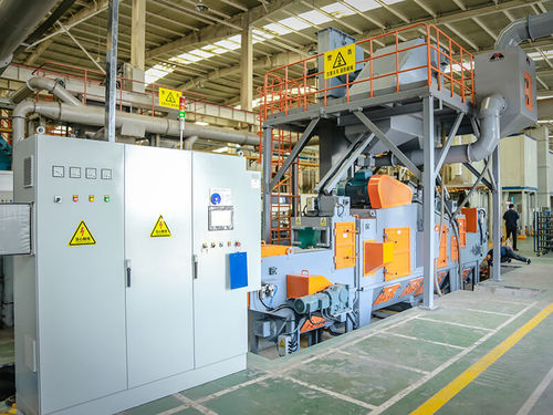 Granigliatrice di precompressione con nastro trasportatore a rulli - MTR-1085P37-2 - MAYFLAY Machinery (Huizhou) Co., Ltd. - a girante / per metallo / di lamiere