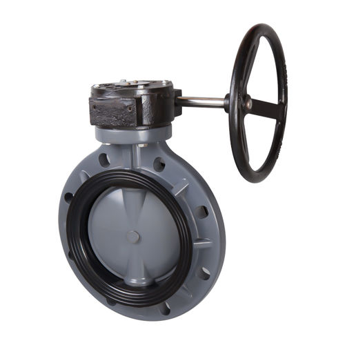Valvola a farfalla - Ningbo Baodi Plastic Valve Co., Ltd. - con volante / per prodotti chimici / con flangia