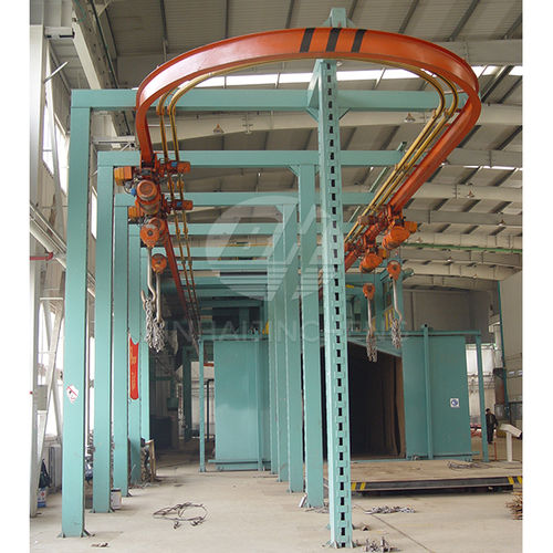 Granigliatrice a trasportatore aereo - Q38/48 - Qingdao Binhai Jincheng Foundry Machinery Co., Ltd. - per cilindri / per cerchioni / per molle