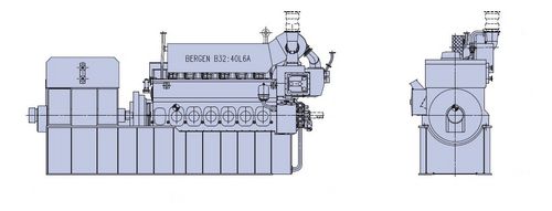 Motore diesel - Bergen B32:40 - Rolls Royce - a 6 cilindri
