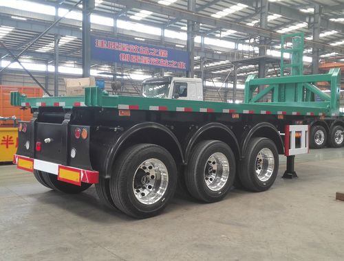 Semirimorchio per contenitore - Shandong Liangshan Huayu Group Auto Manufactory Co., Ltd. - con cassone ribaltabile / a pianale / a 3 assi