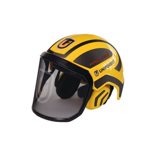 Casco forestale - Protos - UNIFOREST D.O.O. - giallo / nero / con visiera