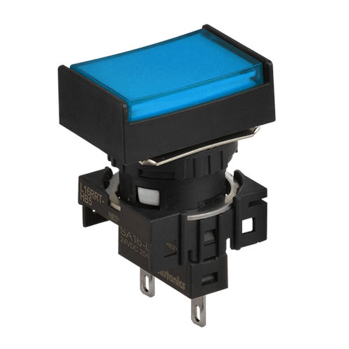 LED Quadro Blu Per Montaggio A Pannello - 12V, Lente 10mm, Custodia Plastica, 2 Pin
