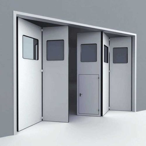 Porta industriale - YUOU (LUOYANG) DOORS AND WINDOWS TECHNOLOGY CO., LTD. - a libro / in acciaio / in vetro
