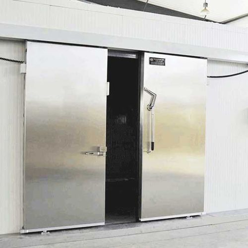 Porta per cella frigorifera - YUOU (LUOYANG) DOORS AND WINDOWS TECHNOLOGY CO., LTD. - scorrevole / in acciaio inossidabile / in acciaio galvanizzato