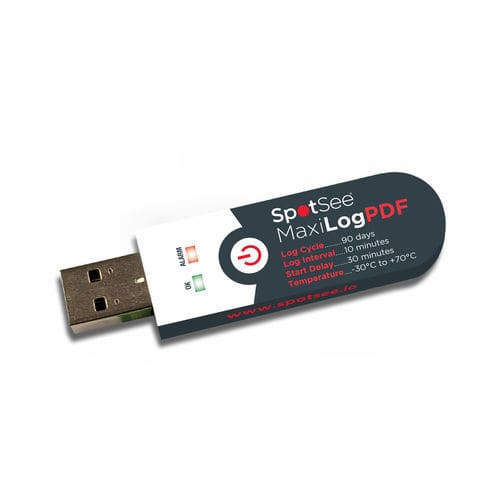 Data logger di temperatura - MaxiLog PDF - SpotSee - USB / per catena del freddo / con alimentazione a batteria