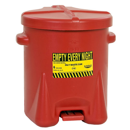 Contenitore per rifiuti in polietilene - 93FL Eagle - Justrite Safety Group - per oli esausti / con coperchio circolare / a pedale