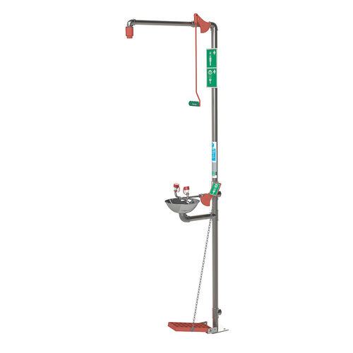 Doccia di sicurezza da terra - 18G85GD - Justrite Safety Group - da interno / con lavaocchi/lavafaccia
