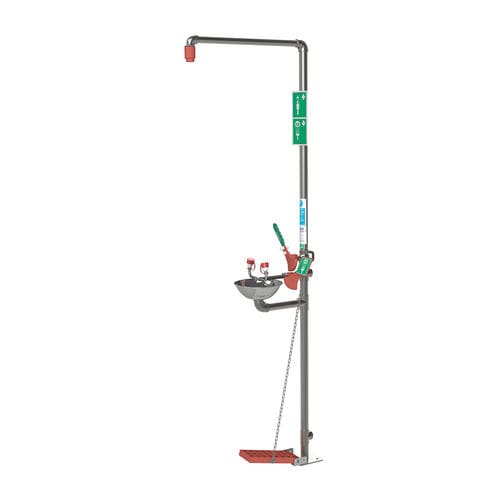 Doccia di sicurezza da terra - EXP-SD-18GS/85G(D) - Justrite Safety Group - da esterno / con lavaocchi/lavafaccia / autonoma