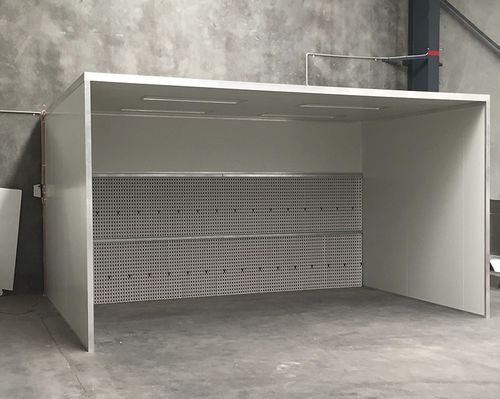 Cabina di verniciatura aperta - Mecatelier - per veicolo / con filtro secco / a ventilazione orizzontale