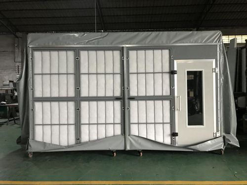 Cabina di verniciatura retrattile - Mecatelier - chiusa / per veicolo / a filtro
