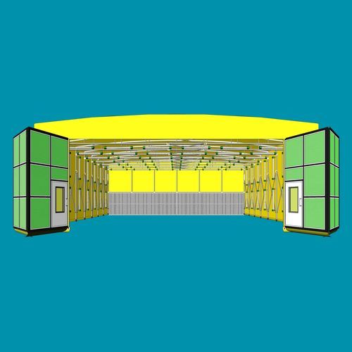 Cabina di verniciatura retrattile - Mecatelier - chiusa / per veicolo pesante / per attrezzature pesanti