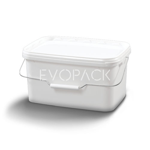 Secchio in plastica - 80015 - EVOPACK - rettangolare / con coperchio / con impugnatura