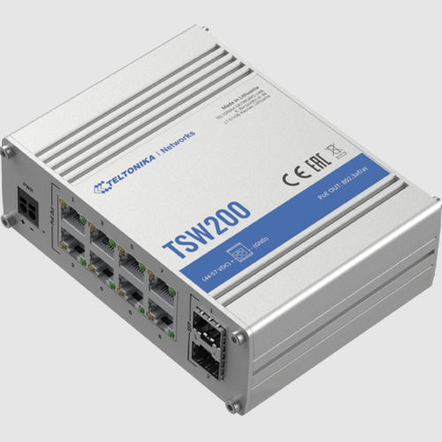 Switch Ethernet non gestibile - TSW200 - Teltonika Networks - 8 porte / Ethernet gigabit / su guida DIN