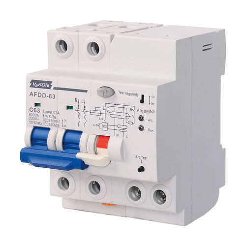Interruttore automatico contro gli archi elettrici - AFDD-63 - ZHEJIANG VEKON TECHNOLOGY CO.,LTD - 2 poli / contro i cortocircuiti / modulare