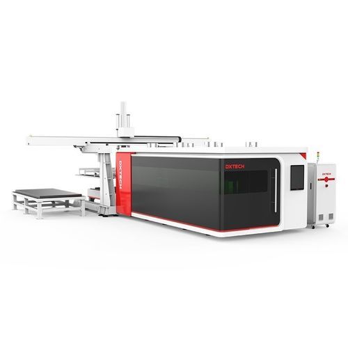 Macchina da taglio con carico/scarico automatizzato - DXTECH CNC Machine Co., Ltd. - laser a fibra / per metallo / per lamiere